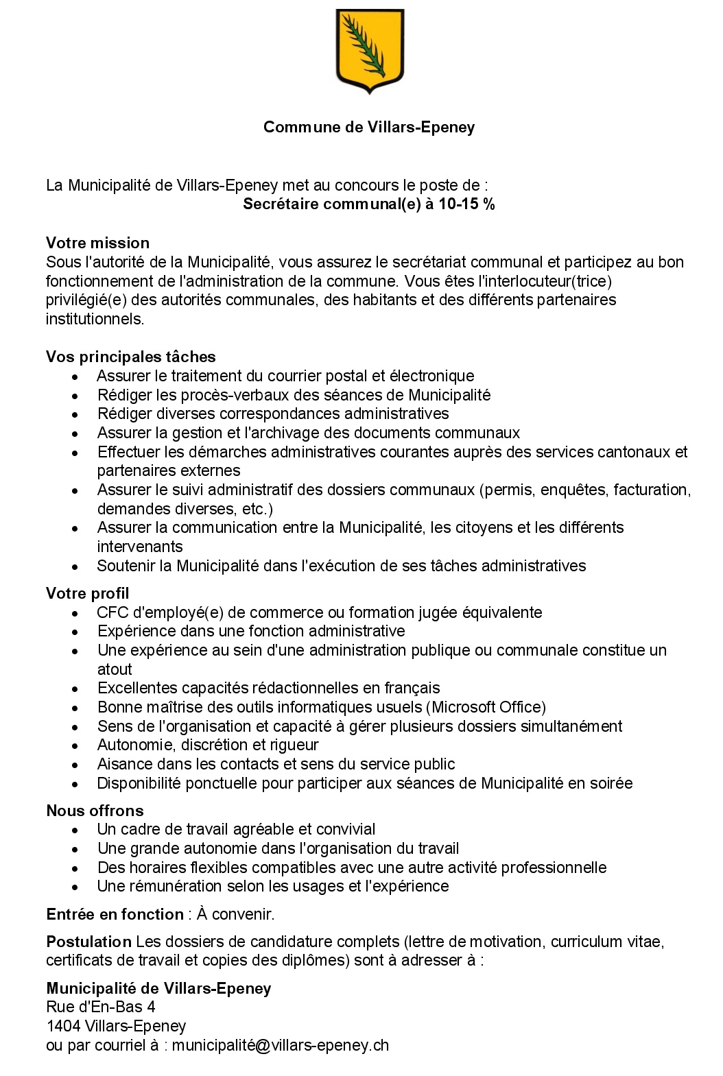 annonce secretaire